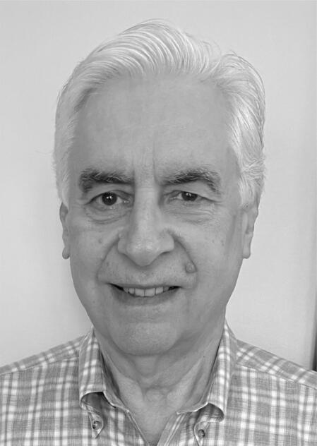 Black and white close-up headshot of Andy Perl